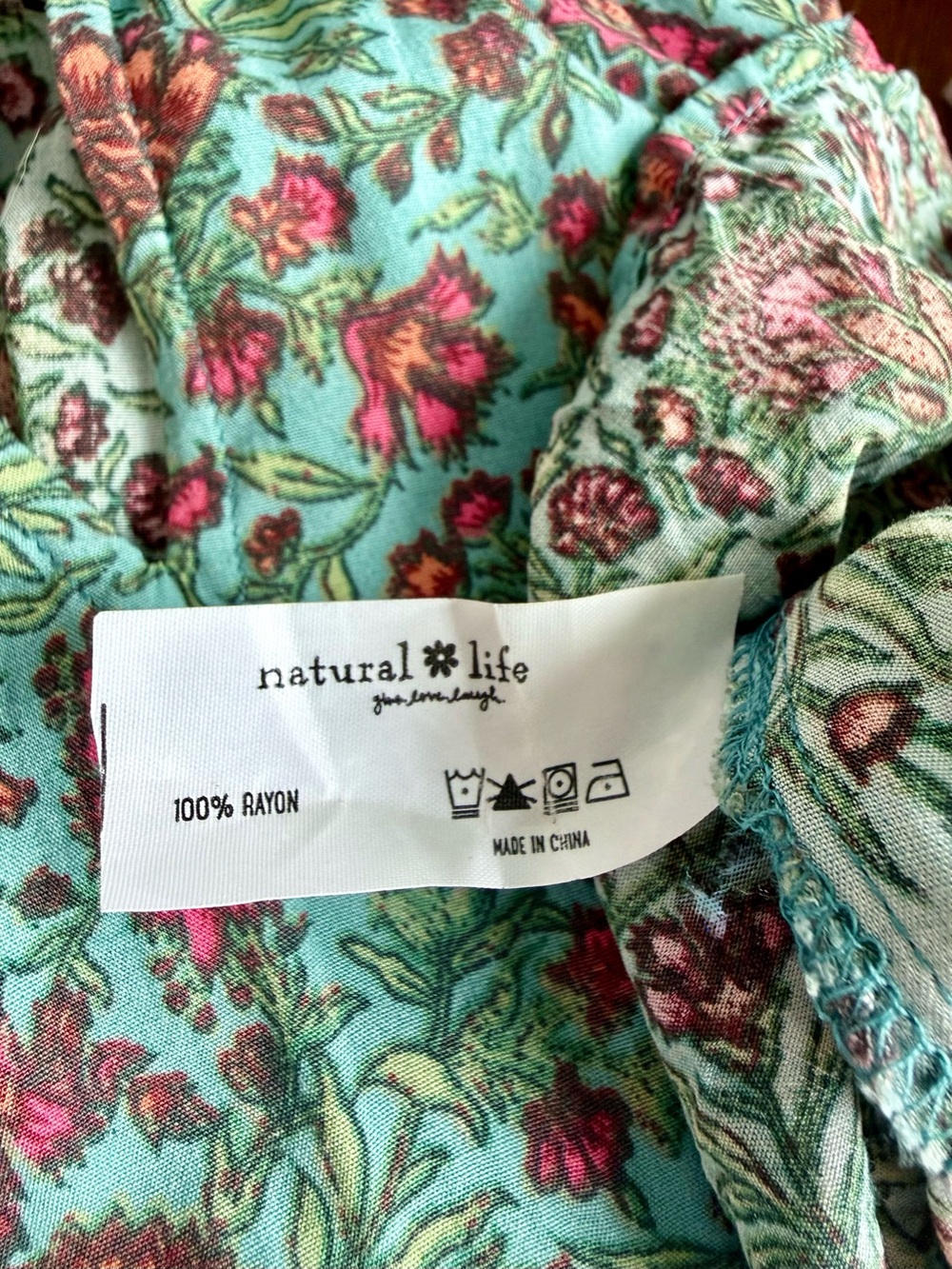 Natural Life Havana Nights Tiered Maxi Dress Turquoise Floral XS - Picture 7 of 7